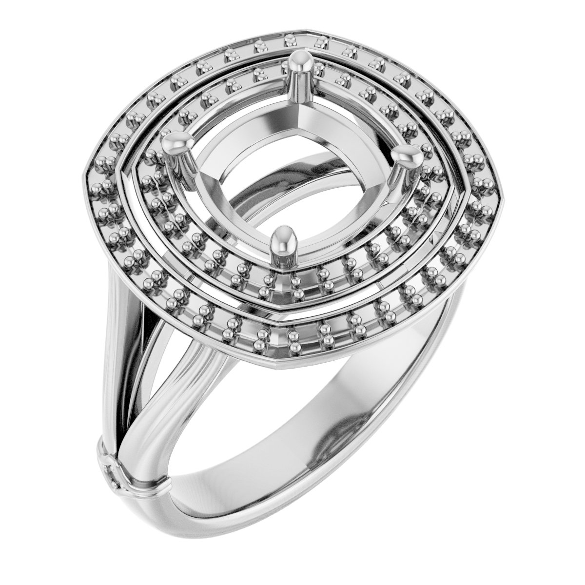 Double Halo-Style Engagement Ring