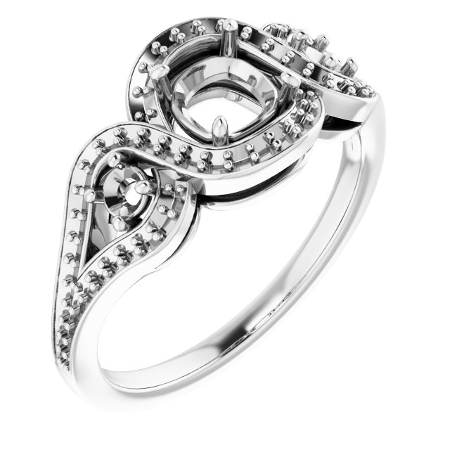 Three-Stone Halo-Style Engagement Ring