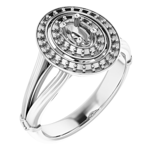 Double Halo-Style Engagement Ring