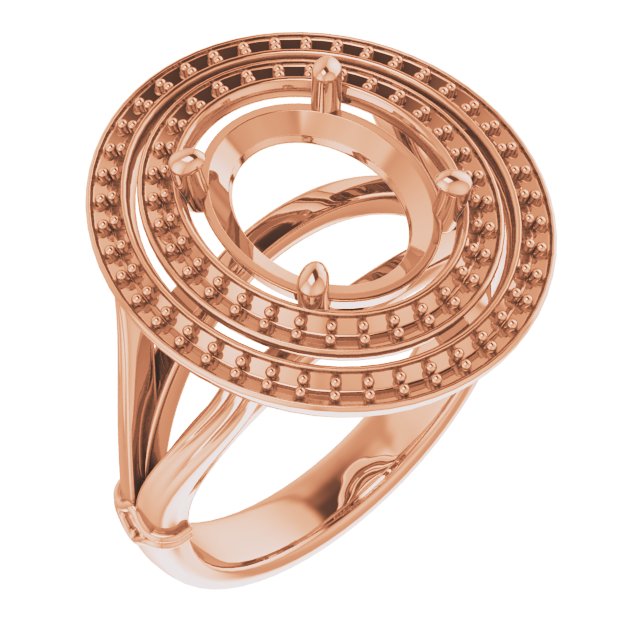 18K Rose Gold  11x9 mm Oval Engagement Ring Mounting