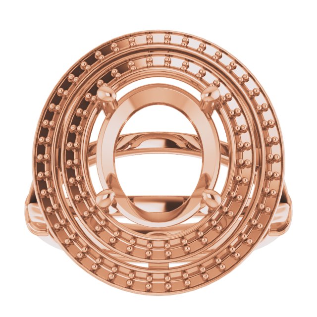 18K Rose Gold  11x9 mm Oval Engagement Ring Mounting