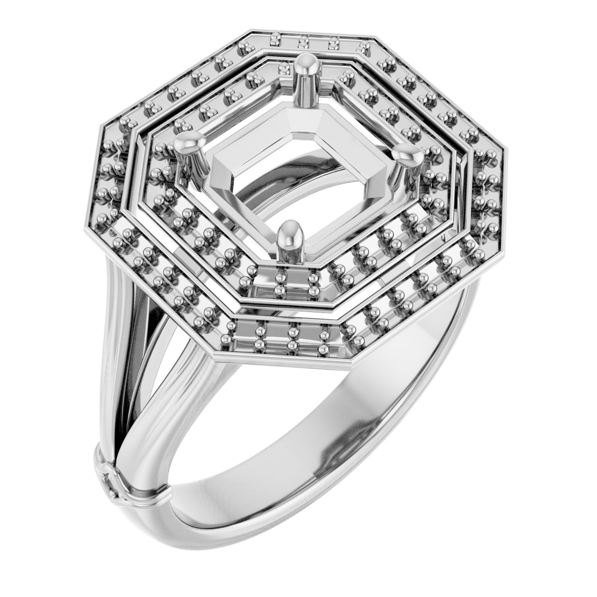 Double Halo-Style Engagement Ring