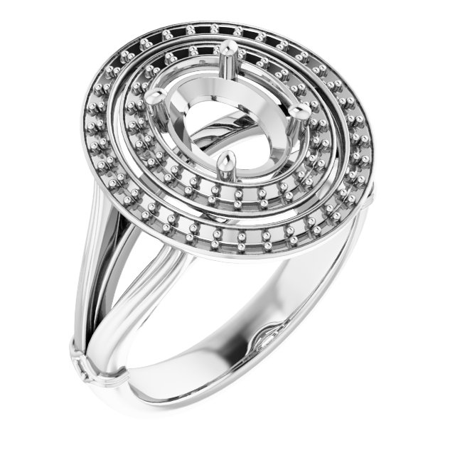 Double Halo-Style Engagement Ring