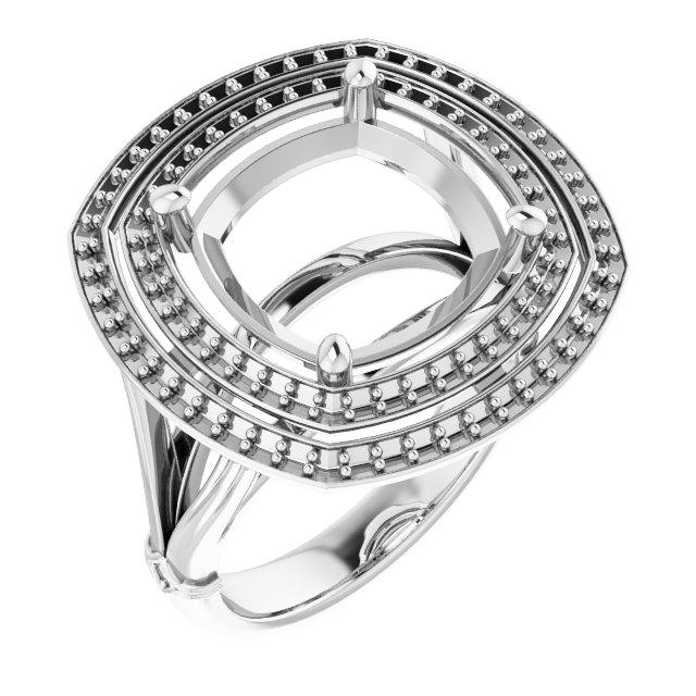 Double Halo-Style Engagement Ring