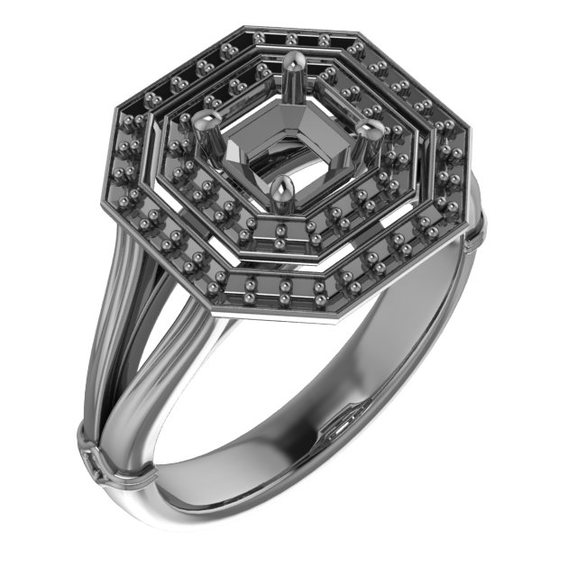 10 mm Square Engagement Ring Mounting