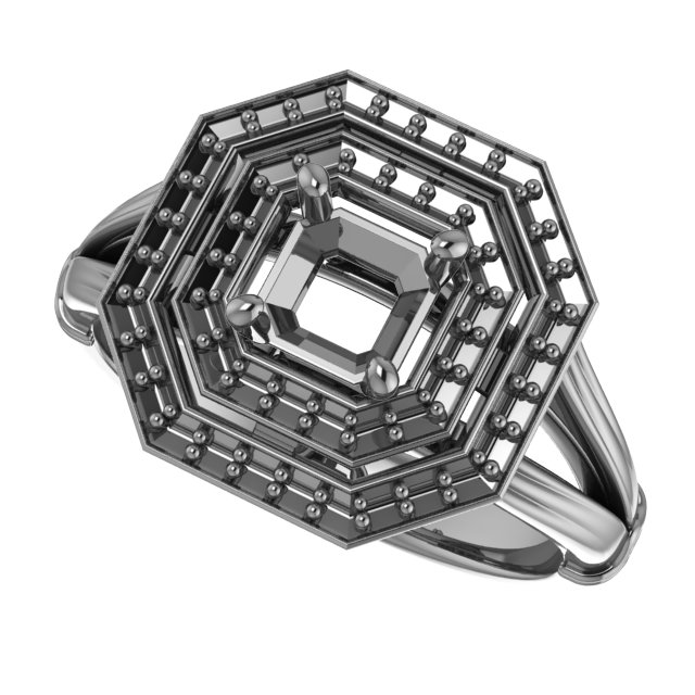 10 mm Square Engagement Ring Mounting view 5
