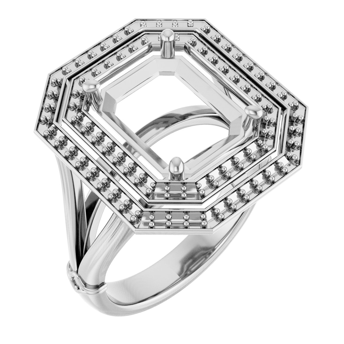 Double Halo-Style Engagement Ring