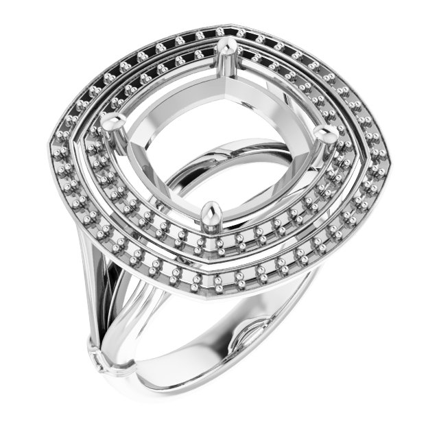 Double Halo-Style Engagement Ring