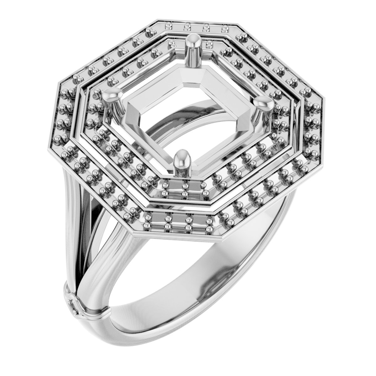 Double Halo-Style Engagement Ring