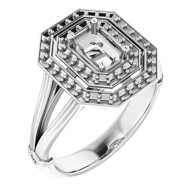 Double Halo-Style Engagement Ring
