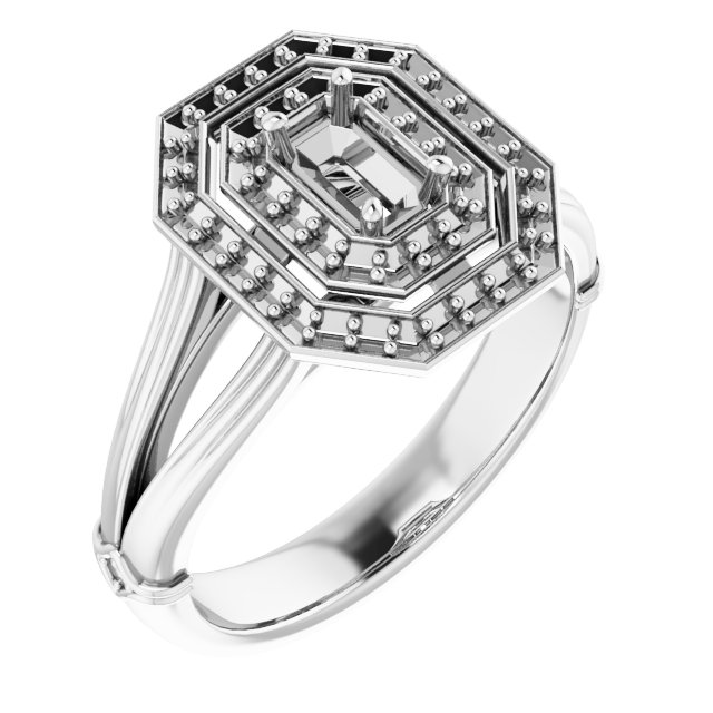 Double Halo-Style Engagement Ring