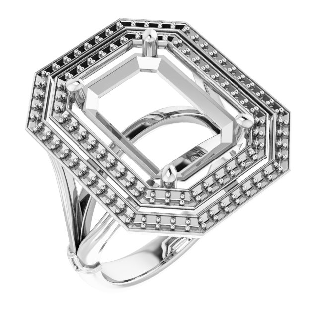 Double Halo-Style Engagement Ring