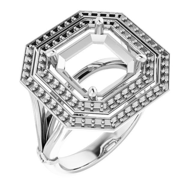 Double Halo-Style Engagement Ring
