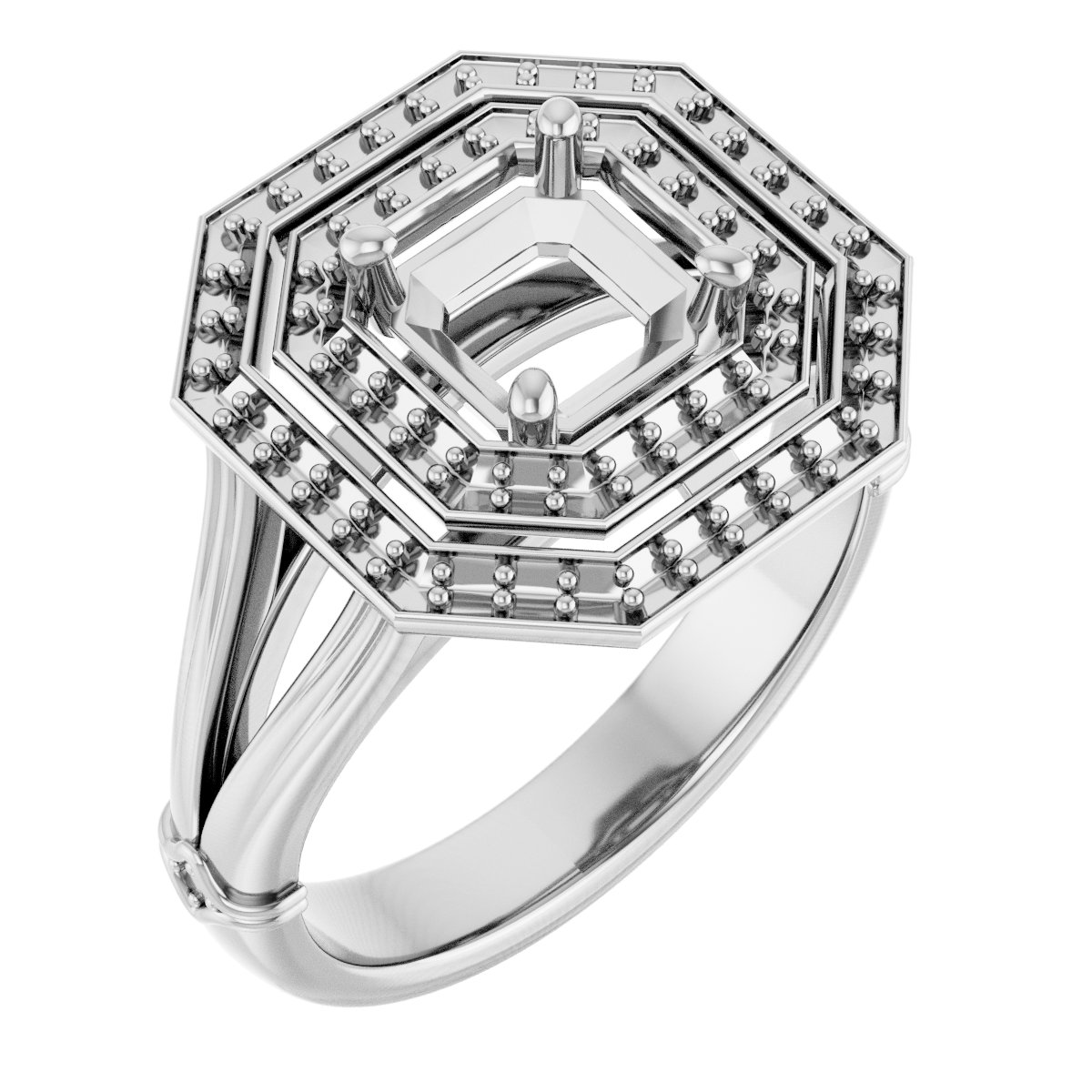 Double Halo-Style Engagement Ring