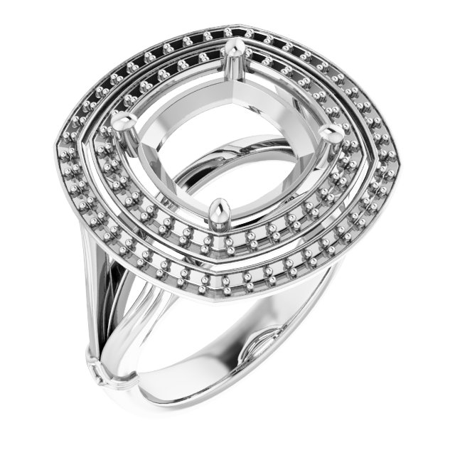 Double Halo-Style Engagement Ring