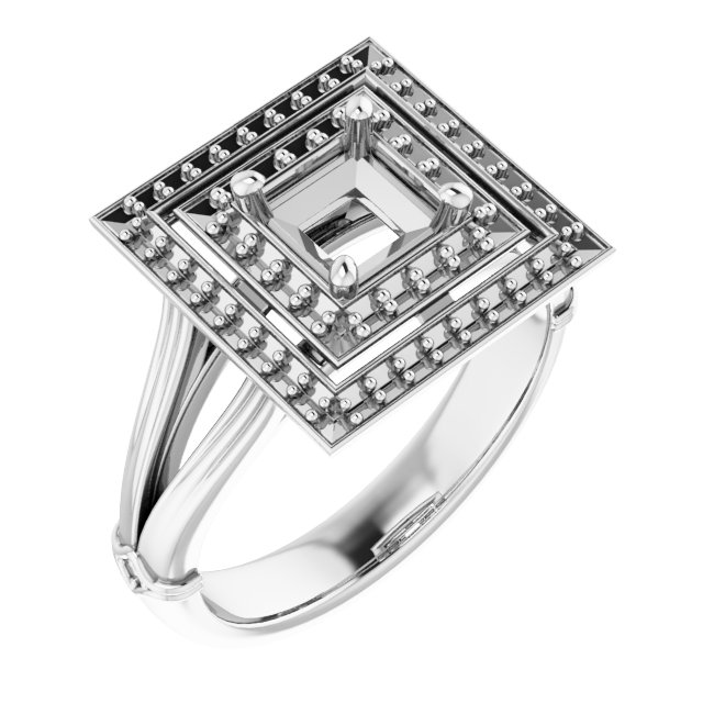 Double Halo-Style Engagement Ring