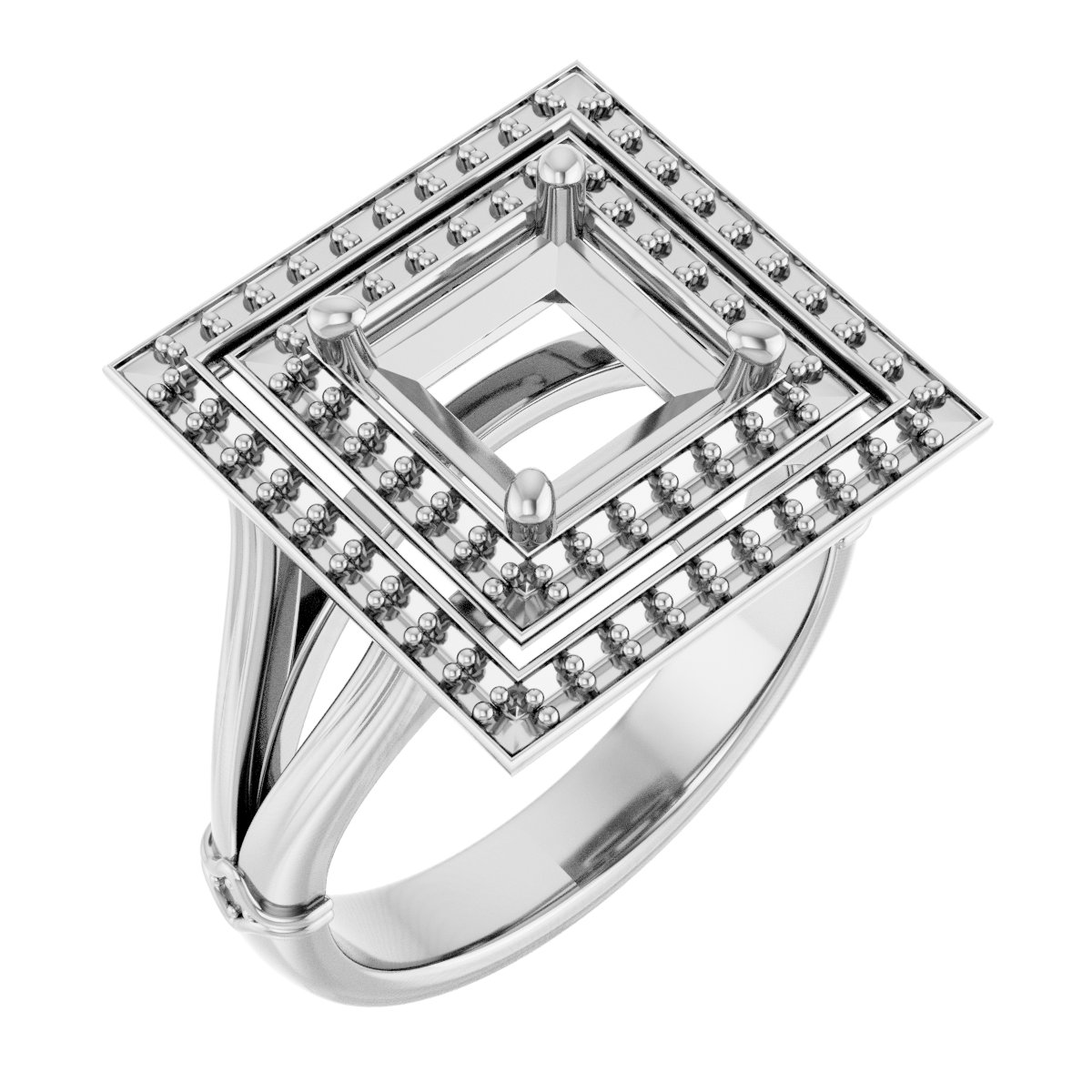Double Halo-Style Engagement Ring