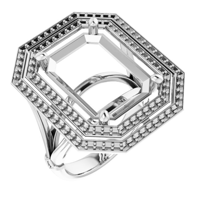 Double Halo-Style Engagement Ring