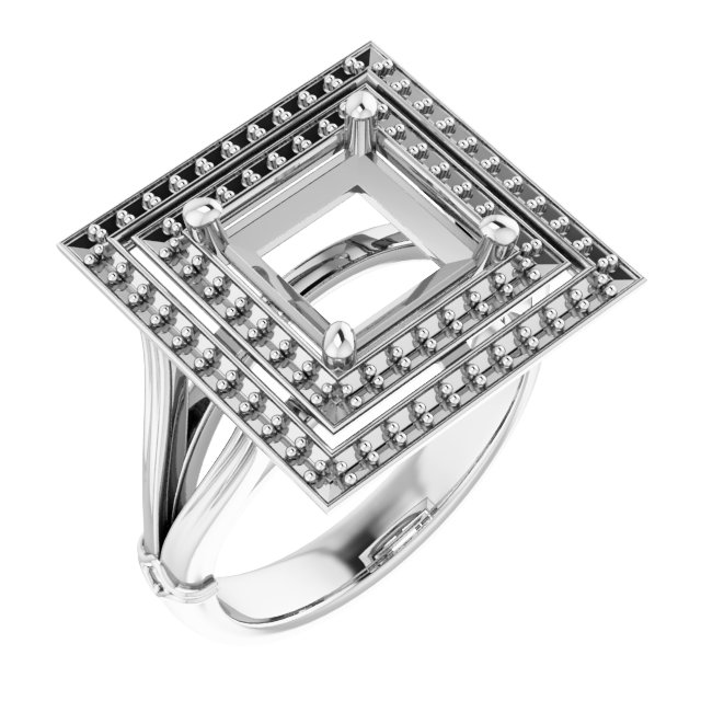 Double Halo-Style Engagement Ring