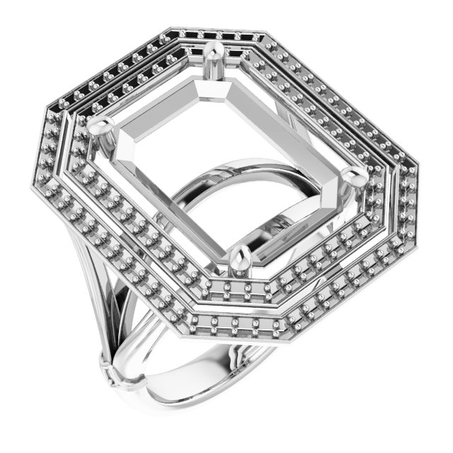 Double Halo-Style Engagement Ring