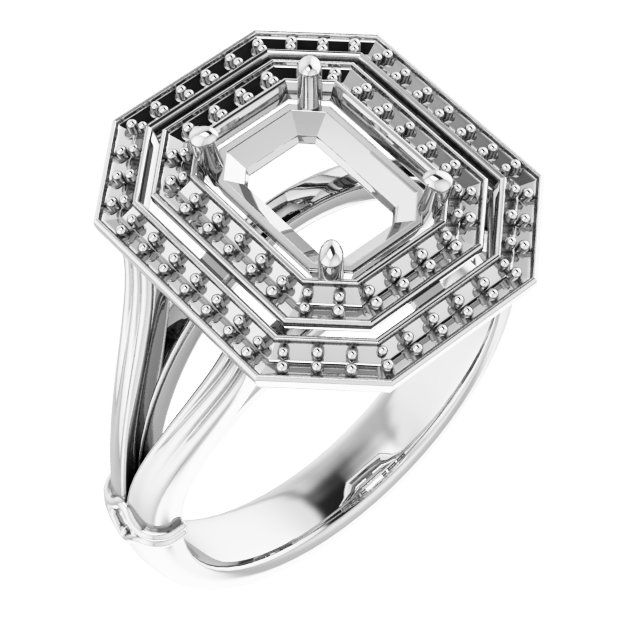 Double Halo-Style Engagement Ring