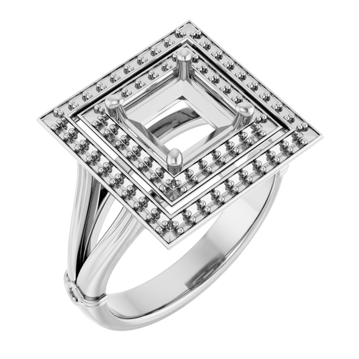Double Halo-Style Engagement Ring