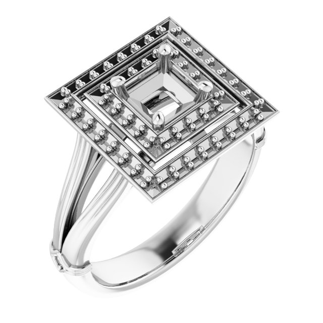 Double Halo-Style Engagement Ring