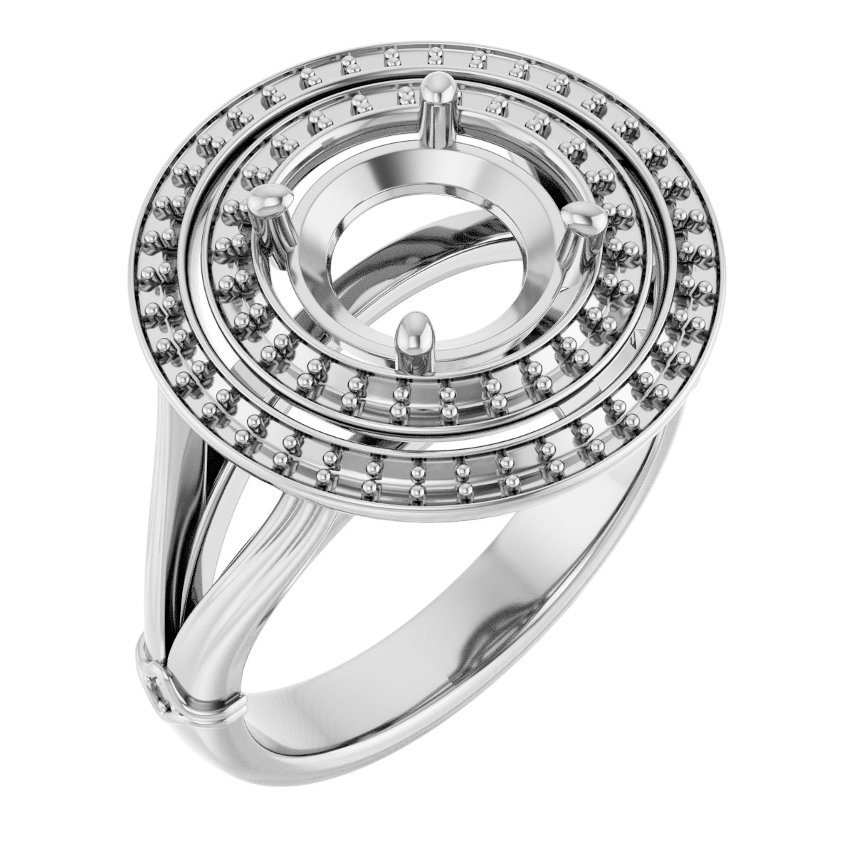 Double Halo-Style Engagement Ring