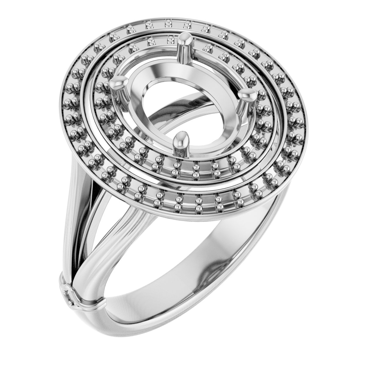 Double Halo-Style Engagement Ring