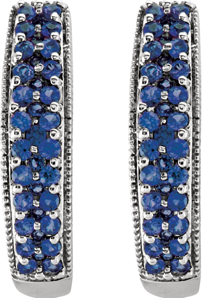 Natural Blue Sapphire 18.5 mm Hoop Earrings view 2
