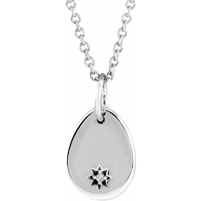 Sterling Silver Engravable .005 CT Natural Diamond 16-18
