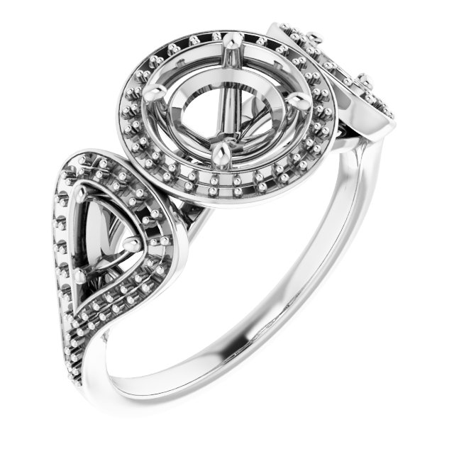 Three-Stone Halo-Style Engagement Ring