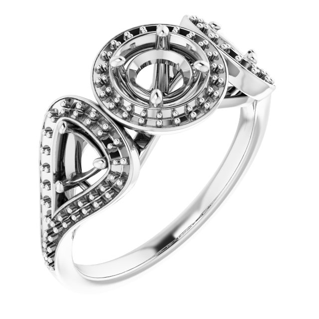 Three-Stone Halo-Style Engagement Ring