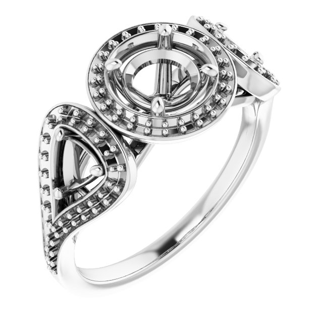 Three-Stone Halo-Style Engagement Ring