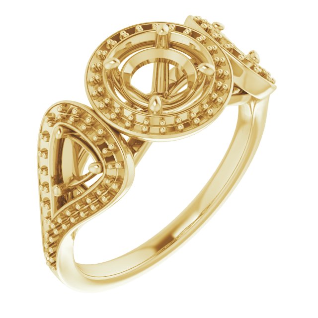 Three-Stone Halo-Style Engagement Ring