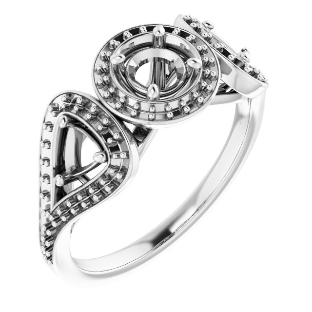 Three-Stone Halo-Style Engagement Ring