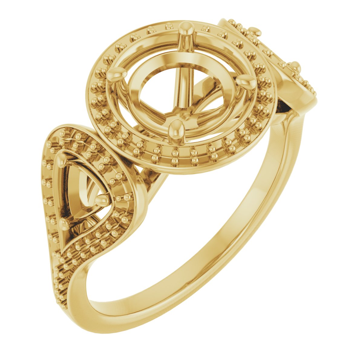 Three-Stone Halo-Style Engagement Ring