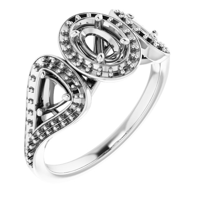 Three-Stone Halo-Style Engagement Ring