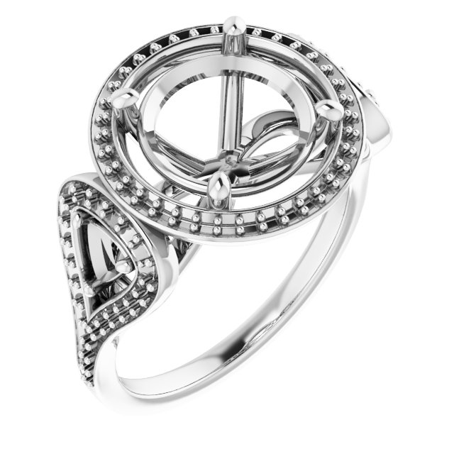 Three-Stone Halo-Style Engagement Ring