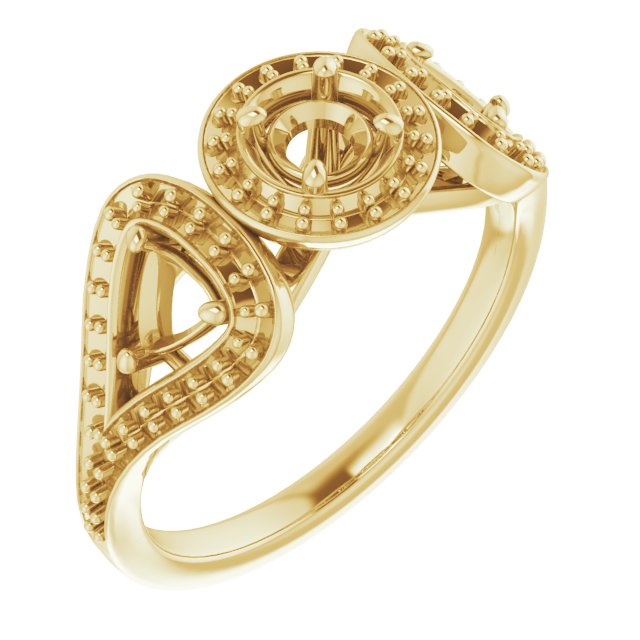 Three-Stone Halo-Style Engagement Ring