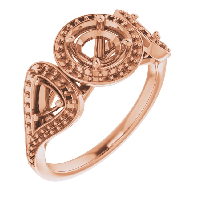 Three-Stone Halo-Style Engagement Ring