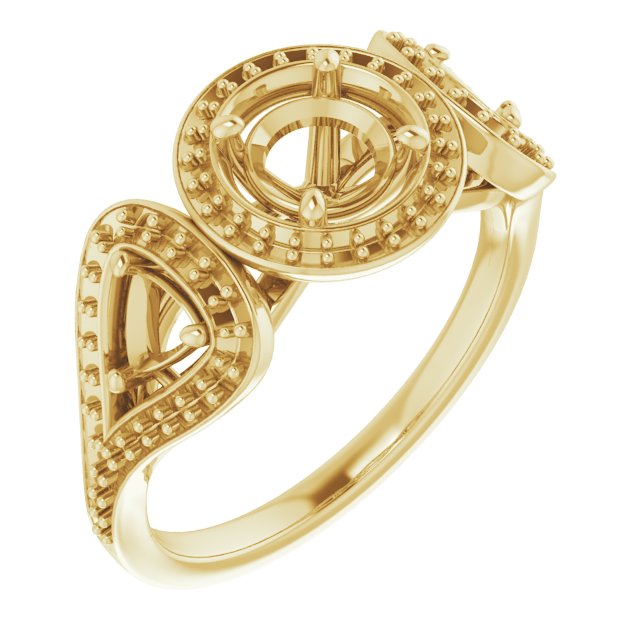 Three-Stone Halo-Style Engagement Ring