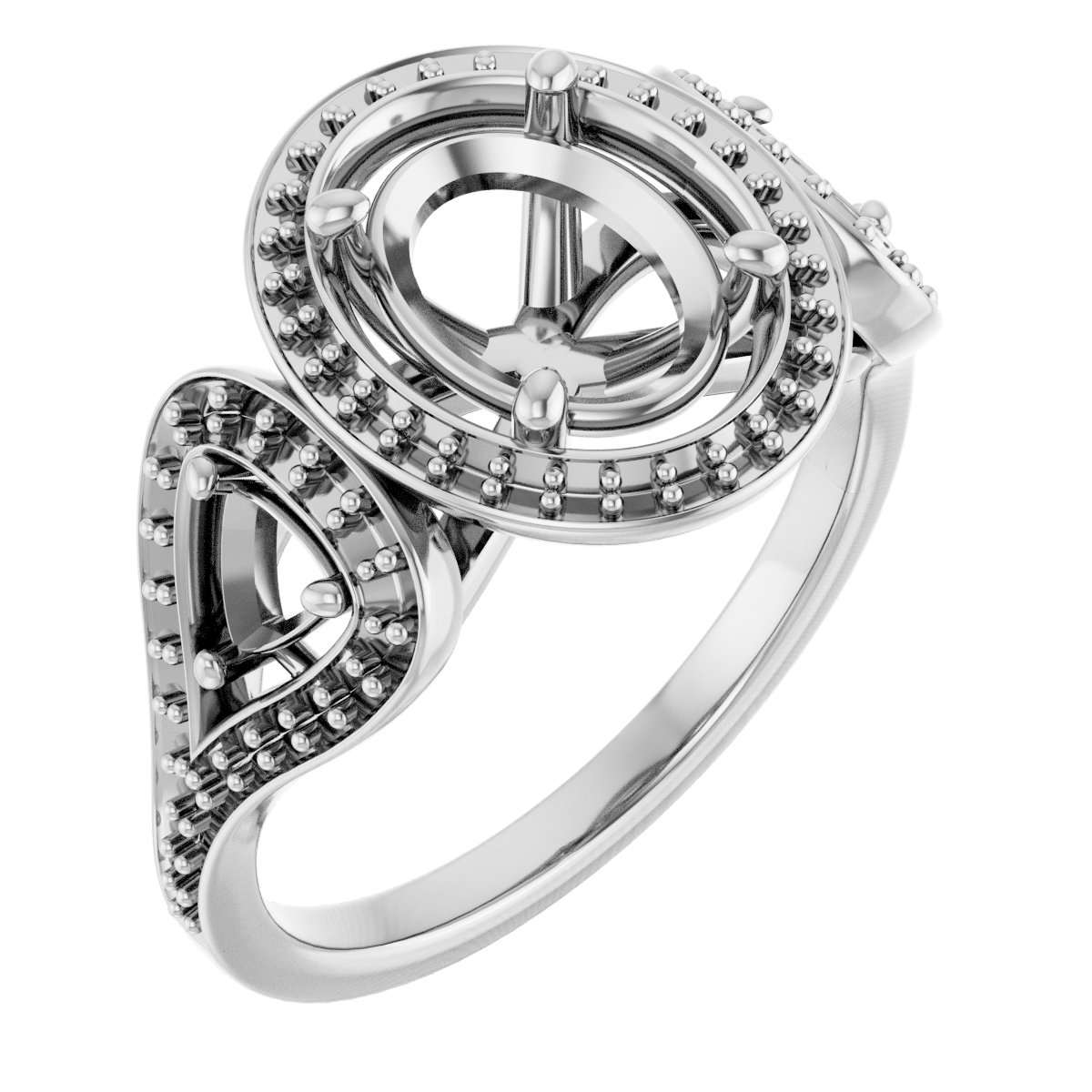 Three-Stone Halo-Style Engagement Ring