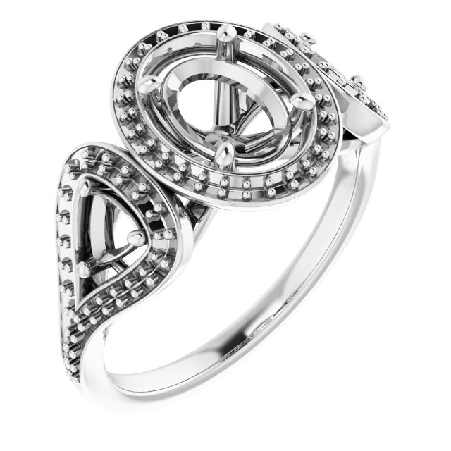 Three-Stone Halo-Style Engagement Ring