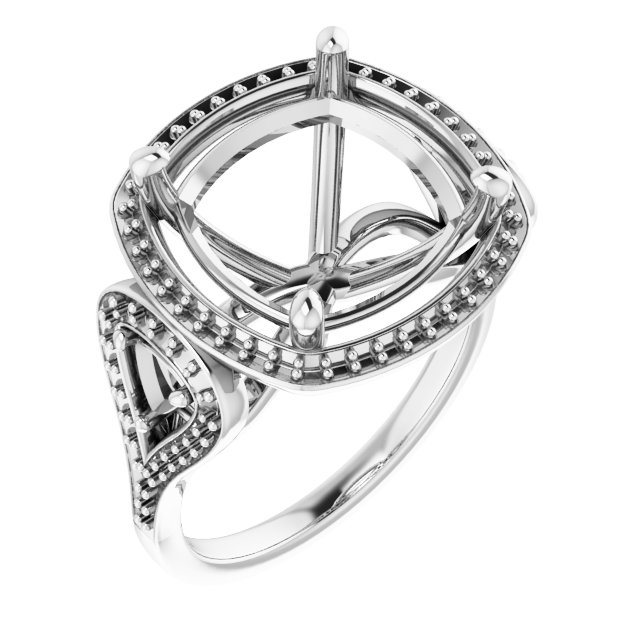 Three-Stone Halo-Style Engagement Ring
