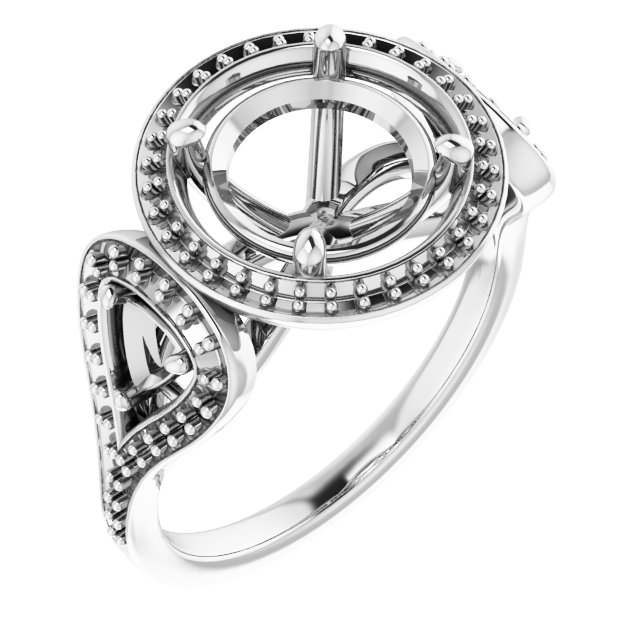 Three-Stone Halo-Style Engagement Ring