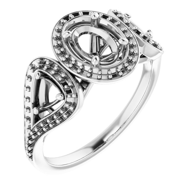 Three-Stone Halo-Style Engagement Ring