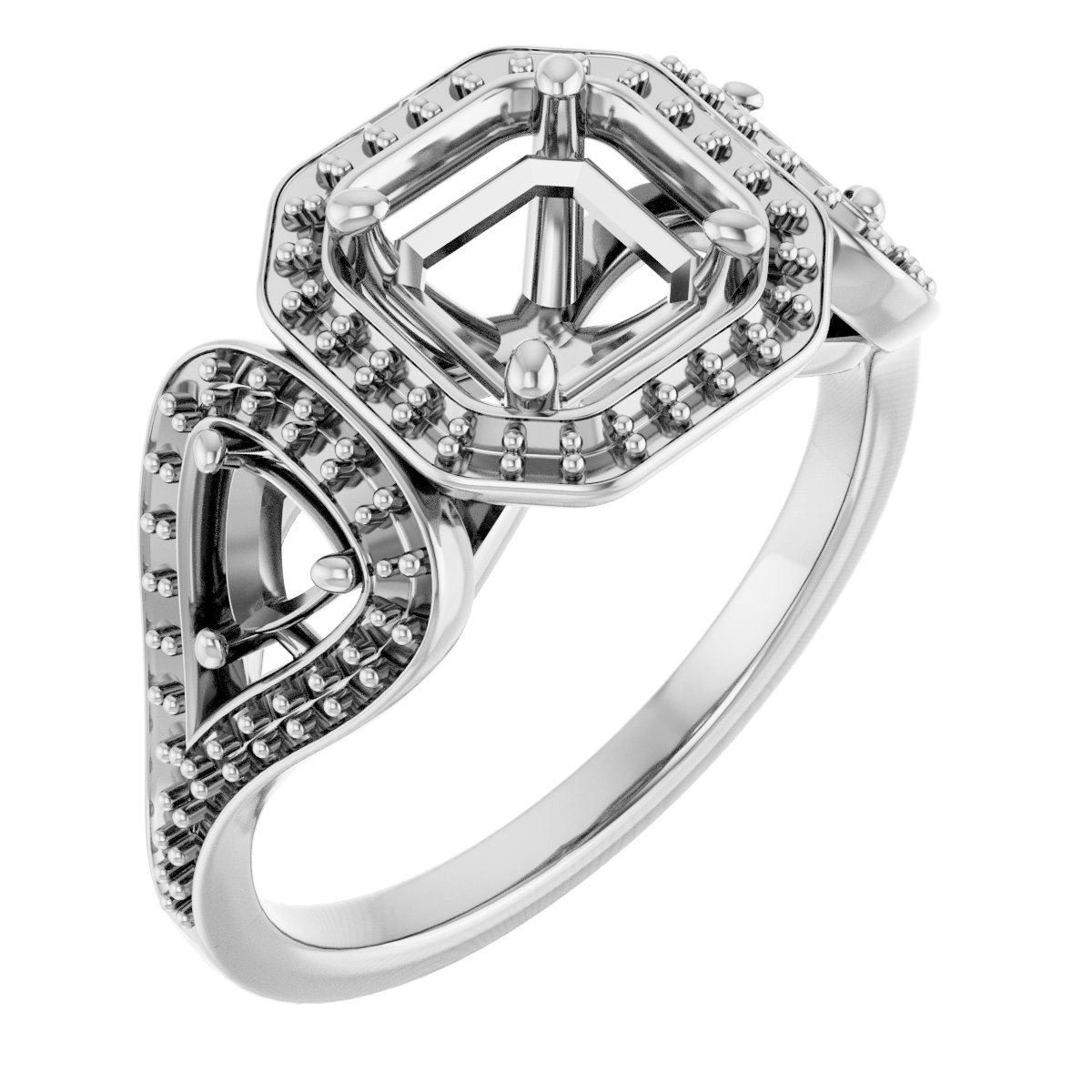 Three-Stone Halo-Style Engagement Ring
