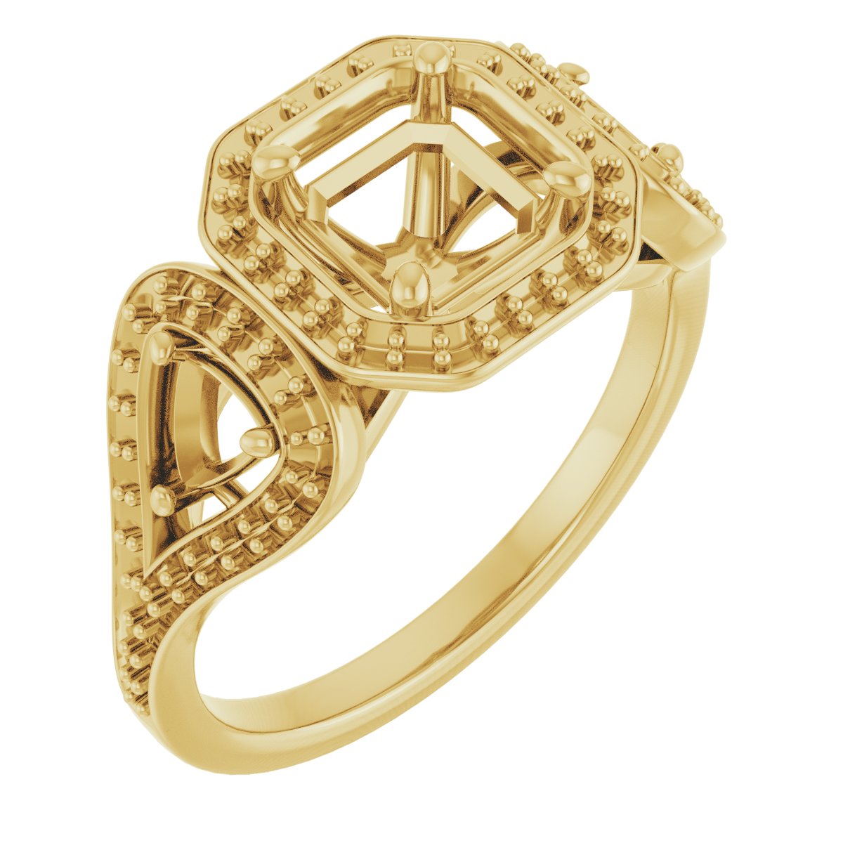Three-Stone Halo-Style Engagement Ring