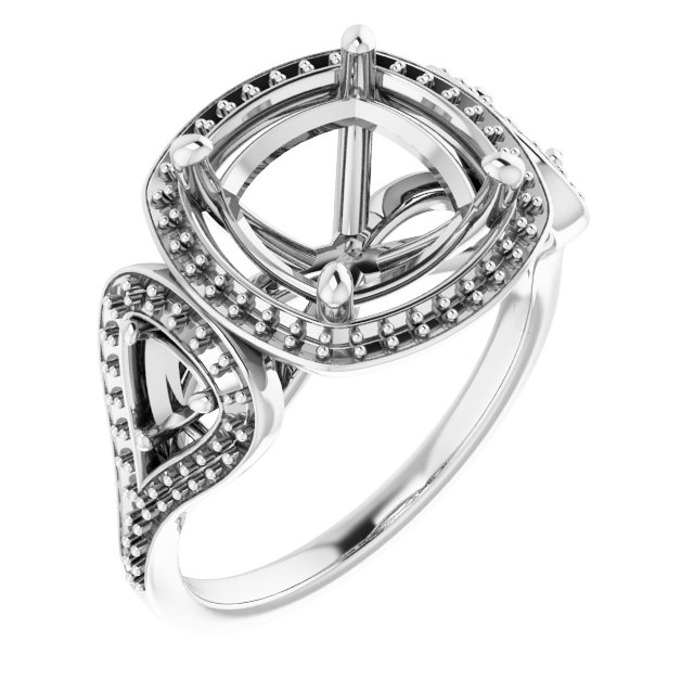 Three-Stone Halo-Style Engagement Ring
